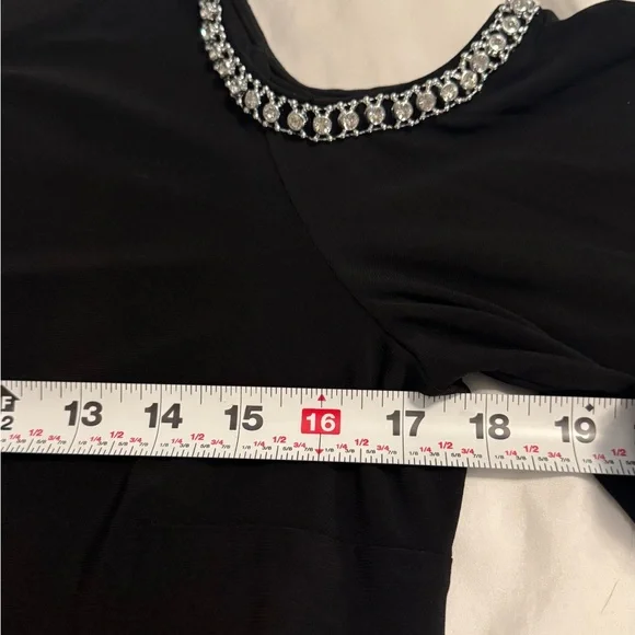Black Dress with Rhinestone Cutouts 3/4 sleeves Size Medium - Picture 7 of 9